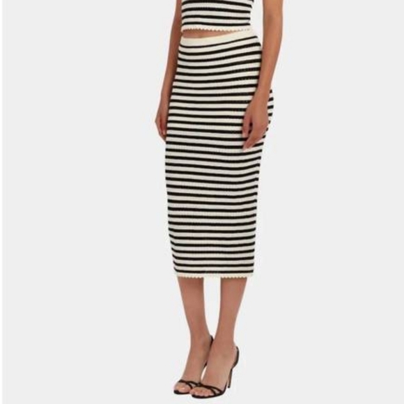 Amanda Uprichard Dresses & Skirts - AMANDA UPRICHARD SEINE SKIRT BLACK CREAM STRIPE‎ S